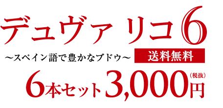 デュヴァリコ6 ～スペイン語で豊かなブドウ～ 送料無料 6本セット 7/23までのご予約限定で2,500円（税込）